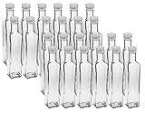 hocz 12 leere Glasflaschen Maraska & ETIKETTEN 500 ml incl. Schraubverschluss, Eckig, zum selbst Abfüllen Likörflasche Schnapsflasche Silber