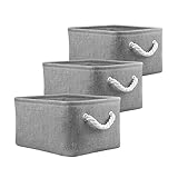 Mangata Aufbewahrungsboxen aus Stoff, Aufbewahrungskörbe, Organizer für die Home-Office-Schule, für Regale, Schränke, Spielzeug und mehr, 3er-Pack (Grau, Klein)