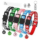 tonyg-p 5 Stück Katzenhalsband mit Glöckchen, Schnellentriegelungs Katzenhalsbänder Verstellbar 19-32 cm für Katzen und Welpen (5 Stück+ID Tag)