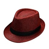 Prevently Männer und Frauen Retro-Jazz-Hut Soild britischer Sonnenhut Reise-Sonnenhut Sommerhut Junge