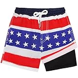 Jungen-Badehose, Badehose, Badeshorts mit Boxershorts, schnelltrocknend, Strand-Badeanzug, Kompression, Amerikanische Flagge, 02, 9-10 Jahre