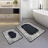 miqna Somber 2-teiliges Badematten-Set in Schwarz – rutschfest, Wasserabsorbierend und Pflegeleicht – Moderne Badezimmerteppiche für Dusche, Badewanne und WC (Somber, 60 x 100 cm - 50 x 60 cm)