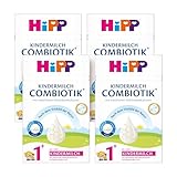 HiPP Kindermilch Combiotik 1+ (4 x 600g), ab 1 Jahr, mit natürlichen Milchsäurekulturen und Ballaststoffen, Calcium, Vitamine C und D, für ein gutes Bauchgefühl