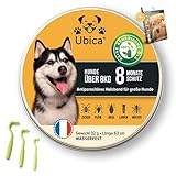 Ubica® Flohhalsband Hunde - Zeckenhalsband für Hunde - Flohmittel Hund ( 8kg) - Formel mit ätherischen Ölen (Pfefferminze) - 100% WASSERDICHT - 3 Zeckenklammern und EBOOK Gratis.
