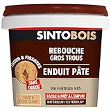 SINTO Holzkitt für große Löcher und Risse Heller Holzton - 500 g - Einfach und gebrauchsfertig - Hervorragende Haftung - Schnelltrocknend - Bildet keine Risse