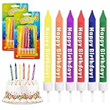 12 Stück Geburtstagskerzen Kinder Regenbogen Kerzen Geburtstag Tortenkerzen Birthday Candles Happy Birthday Kerzen für Torte Geburtstag Party Weihnachten