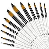 12 Stück Aquarellpinsel Nylon Haarpinsel Professionelle Acryl Pinsel Holz Aquarellpinsel Set Geeignet für Ölgemälde Gesicht und Körper Maniküre und Kunsthandwerk aquarell pinselset