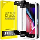 JETech Full Screen Schutzfolie für iPhone 8 Plus/7 Plus 5,5 Zoll, Schwarzer Rand Panzer Schutz Glas Folie Displayschutz mit Einfaches Installationswerkzeug, HD Klar, 3 Stück (Schwarz)