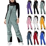 Generisch Skihose Damen Winddicht Snowboardhose Wasserdicht Schneehose Ski Hosen für Frauen Skianzug Hosenträger Softshellhose Reißverschluss Skioverall Snowboard Skilanglaufhose Thermohose