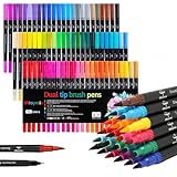 Mitoymia Dual Brush Pen Set Filzstifte 72 Farben Pinselstifte Marker Fineliner für Malbücher stifte set, Handlettering, Mandala Lettering, Stifte,Erwachsene