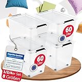 BOXXivo Aufbewahrungsboxen mit Deckel 60l im 4er Set - BPA-freie & lebensmittelechte Boxen Aufbewahrung - Kisten Aufbewahrung mit Deckel - stapelbare & robuste Aufbewahrungsboxen - Kunststoffkisten
