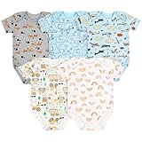 Vicloon 5er Pack Baby Body Kurzarm, Unisex Baby Set Kurzarm Bodys aus 100% super weicher Baumwolle, Baby Body mit Druckknöpfen für Neugeborene Baby Jungen und Mädchen 3-6m (B)