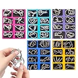 40 Stück Metall Knobelspiele Set, 3D Metallknobellei Set Metal Puzzle Denkspiele Spielzeug Knobelspiele Geduldspiel Für Erwachsene Und Kinder, 16x12x2.5cm
