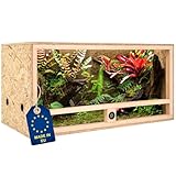 ITA Holz Terrarium 100x50x50 cm mit Seitenbelüftung & Integriertem Hygrometer - Holzterrarium aus OSB-3 Platten - Terrarien für Reptilien, Schlangen, Amphibien - EU Produkt, FSC Zertifiziert