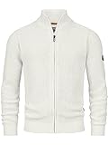 Indicode Herren INLayton Strickjacke mit Stehkragen und Reißverschluss | Cardigan Feinstrickjacke für Männer White Asparagus, L