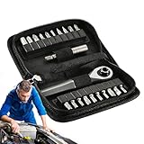 Ratschen-Schraubendreher-Set, Multi-Bit, kompaktes Schraubenschlüssel-Werkzeug-Set, 22-in-1, magnetisches Reparatur-Ratschen-Schraubendreher-Set mit Etui, für Autos, Möbel, Computer