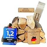 HVR 30 KG Brennholz mit gratis 18 Stück Anzündwolle - Trockenes, naturbelassenes Kaminholz - Scheitlänge 25 cm - Restfeuchte unter 15% - Made in Germany