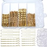 300 Stück Haarnadeln Bobby Pins Set, Metal Haarklammern Damen Hair Accessories, French U-Haarklammern 2inch 2.36inch, Hair Pins für 2inch 2.75inch, Haargummis in Aufbewahrungsbox (300PCS/Gold)