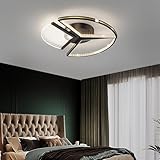 TUJJTU LED Schlafzimmerlampe 52cm moderne Deckenleuchte mit Fernbedienung dimmbar 3000k-6000k Flush Mount Deckenbeleuchtung Ultra dünne Acryl Deckenlampe für Esszimmer Küche Büro Cafe (Schwarz, Rund)