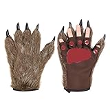 Halloween Handschuhe EIN Paar Wolf Pfote Cosplay Kostüm Dekoration Tiertatzen Warm Plüsch Haarige Monster-Hände Unisex Werwolf Handschuhe für Frauen Männer