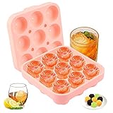 Silikon Eiswürfelform Rose, 9-Fach Ice Cube Tray 3D Rosen Eiswürfelbehälter mit Deckel, Wiederverwendbare Eiswürfelformen BPA-Frei für Eis, Whiskey, Cocktail, Saft, Kaffee Eiskugelform (Rosa)