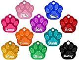 Hundemarke Pfote mit beidseitiger Gravur (Text+Motiv) | inkl. 2 Schlüsselringe gratis