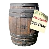 REGENTONNE REGENFASS WASSERFASS REGENWASSERBEHÄLTER REGENWASSERFASS GARTENFASS Eichenfass (240L) Braun