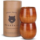 BearSkill Handgefertigter Whiskybecher aus Holz, Bourbon-Trinkglas, Bourbon-Geschenke für Männer, altmodisches Glas, tolles Whiskey-Geschenk für Männer, 2 Stück