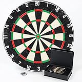 Sportisfaction Dartscheibe Set | Steeldart Scheibe mit 6 Pfeilen und Anspitzer | hochwertiges Dart Board aus Sisal | Verstellbarer Nummernring