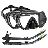 WACOOL Schnorchel-Set für Erwachsene, Anti-Beschlag-Beschichtung, Tauchmaske, Schnorchel mit Silikon-Mundstück, Ausblasventil und Spritzschutz. (für Sportkamera)