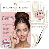 WOW STRIPES Schlupflider Augenlid Premium Stripes unsichtbar (192 Stk) | Lifting ohne OP, hautfreundlich, natürlich | Eyelid Tape Tapes Straps Strip als Lifting Set Augen-Lidstraffung Augenpads-M