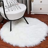 Spritumn Kunstfell-Teppich, 45 cm, Kunst-Fleece, flauschige Bereiche, Kunst-Fleece, Stuhlbezug, Sitzpolster, rutschfest, für Wohnzimmer, Schlafzimmer, Sofa, Kinderzimmer, Teppich weiß