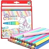 Canollo 24 Buntstifte Kinder, mit 24 Farben Buntstifte Set für Kinder und Erwachsene, Sechskantformat Holzstifte Set, für Mitgebsel Kindergeburtstag, Einschulung Mädchen Junge