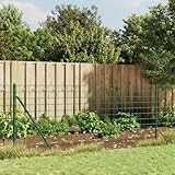 Juroupi Maschendrahtzaun mit Bodenhülsen Zaunelemente Weidezaun Zaunpfosten Metall Gartenzaun Metall Bauzaun Metall Grün 1x10 m