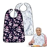 Lashua Lätzchen für Erwachsene, 2 Stück Schlabberlatz für Senioren, waschbar und wiederverwendbar, Latz für Frauen, ältere und behinderte Menschen
