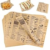 100 Blätter Papierblätter，Lebensmittelverpackungspapier，Burger Papier, Wrap Papier，Fettdichte Papierblätter Lebensmittelkorb Liner，für Burger, Butterbrot, Käse, Pommes，Kuchen，Sandwich，Frites