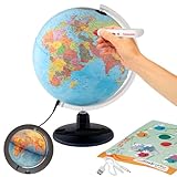 ORBIT Globes & Maps - Interaktiver Audio-Leuchtglobus mit dem Audio-Stift, 30 cm Globus mit stabilem Kunststofffuß, Stifthalterung, deutsches Kartenbild von 2023, USB 5Volt Anschluss