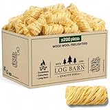 Log Barn Natürliche Anzündwolle - 200 Stück, Öko Anzünder Holzwolle für Holzöfen, Pizzaöfen, offene Feuer, Kaminanzünder und Grillanzünder - Echtes Log Barn Anfeuerholz (200 PC)