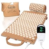 Glanzstück Berlin®: XL Akupressurmatte Set HOT EDITION elektrisch erwärmbar aus Leinen, Hilfe bei Verspannungen, Rückenschmerzen, Massagematte mit Kissen Tasche, nachhaltig