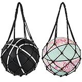 Grevosea 2 Stück Basketball Bag,Fußballnetz,Basketball Netz Tasche,Ball Netz Tasche,Ballnetztasche Tragbares Ballnetz 1 Ball für Volleyball, Fußball, Basketball-Schwarz