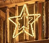 Großer Weihnachtsstern 50 x 50 cm zum Aufhängen mit Lichtschlauch 8 Lichterketten 90 LEDs für Weihnachtsdekoration Haus Garten und Außen (warmweißes Licht)