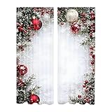 Dayysiuy Weihnachtsgardinen Für Wohnzimmer - 2 Stücke Weihnachtskugel-Druck Fensterabdeckung - 2D Flach Gedruckte Festliche Gardinen Mit Schneeflocken Und Kiefernzweig Muster - Für Zuhause Winterparty
