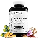 Rhodiola Rosea 4000 mg. 180 vegane Kapseln für 6 Monate. Mit Extrakten aus Rhodiola Rosea, sibirischem Ginseng, Safran und Vitamin B6