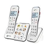 Geemarc Amplidect 595 Photo Duo - Verstärkte Festnetztelefone mit SOS-Funktion, starkem Klingelton und großen, anpassbaren Fototasten für Senioren - Mittlerer bis Schwerer Hörverlust - Version DE