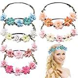 IOPJLK 6 Stück Blumen Kranz Stirnband, Blumenkranz Haare Kinder, Gänseblümchen Haarband, Blumenkranz Corolla Stirnband, Hochzeit Blumenkranz,Blumenkraanz Haare Set für Festival Party Hochzeit Strand