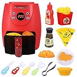 BESTonZON Heißluftfritteuse Spielzeugset Mit Farbwechselndem Zubehör Interaktives Kochspielzeug Für Küchenaccessoires Für Kreatives Rollenspiel Tomatenrot
