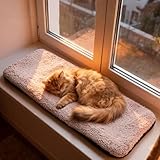 Pet Prime Katzen Fensterliege – Katzenbett Flauschig Fensterbank Liegeplatz mit Rutschfester Unterseite, Leises Kissen, 2 Abnehmbare Bezüge (Netz & Plüsch), 90x29 cm für Gemütliches Sonnen & Schlafen