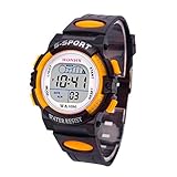 Für Herren Datum Kinderuhr Jungenuhr Alarm LED Digital Wasserdicht Geschenk Kinder Sport Herrenuhr Damenband Ansehen Sportlich (2-Yellow, One Size)
