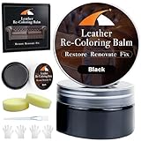 Schwarzes Leder-Reparaturset, schwarzer Leder-Balsam, Lederfarbe – Wiederherstellung und Erneuerung von Kratzern, verblasstem und gealtertem Leder und Vinyl, Sofas, Stiefel, Autositze oder Ledermöbel