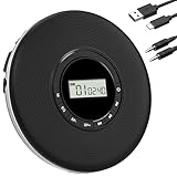 Greadio Tragbarer CD-Player Discman CD Spieler Anti-Skip Schutz 4 EQ-Sounds CD Player, TF-Karte/AUX-Ausgang Klein Musik Player, kompatibel mit CD-R, CD-RW und MP3 für Auto Zuhause (Schwarz)